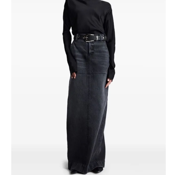 Alc Hunter Skirt Black Denim Hunter Panel Maxi Skirt Made In Usa Size 2 New